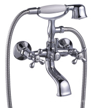 Attractive style stainless steel spout zinc alloy handle wall mounted bathtub faucet